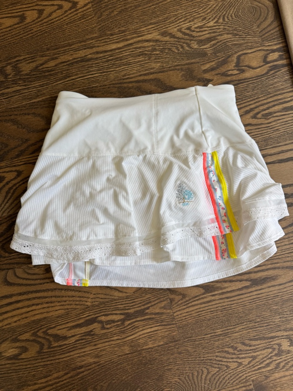 Lucky in Love White Tennis Skirt with Neon Accent Trim